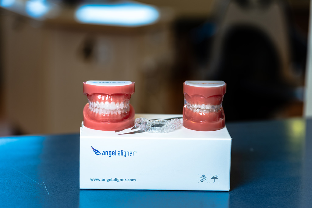 Close Up Of Clear Aligners And Box